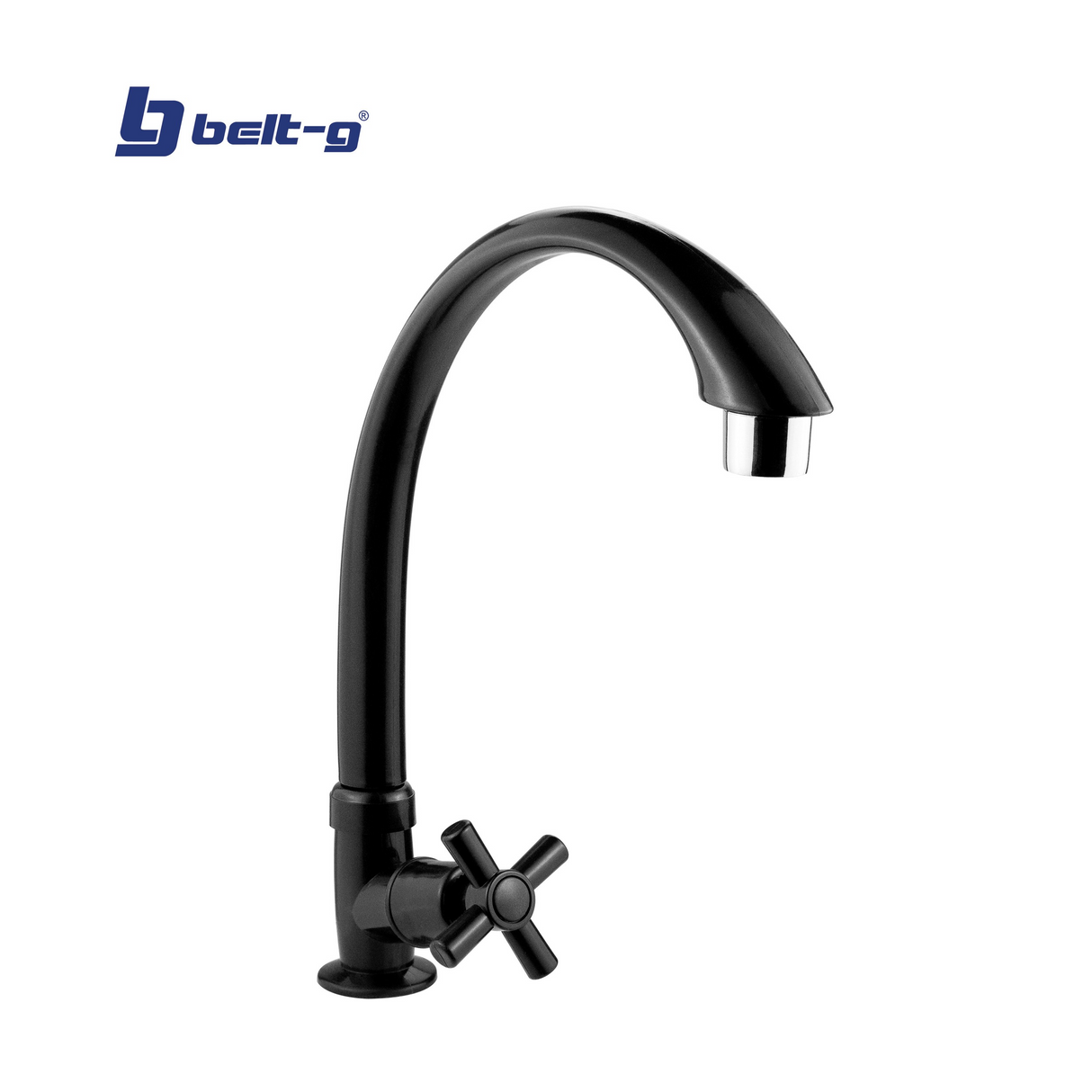 GRIFERIA DE FREGADERO CUELLO CISNE PLASTICA MANILLA CROOS NEGRA BELT-G