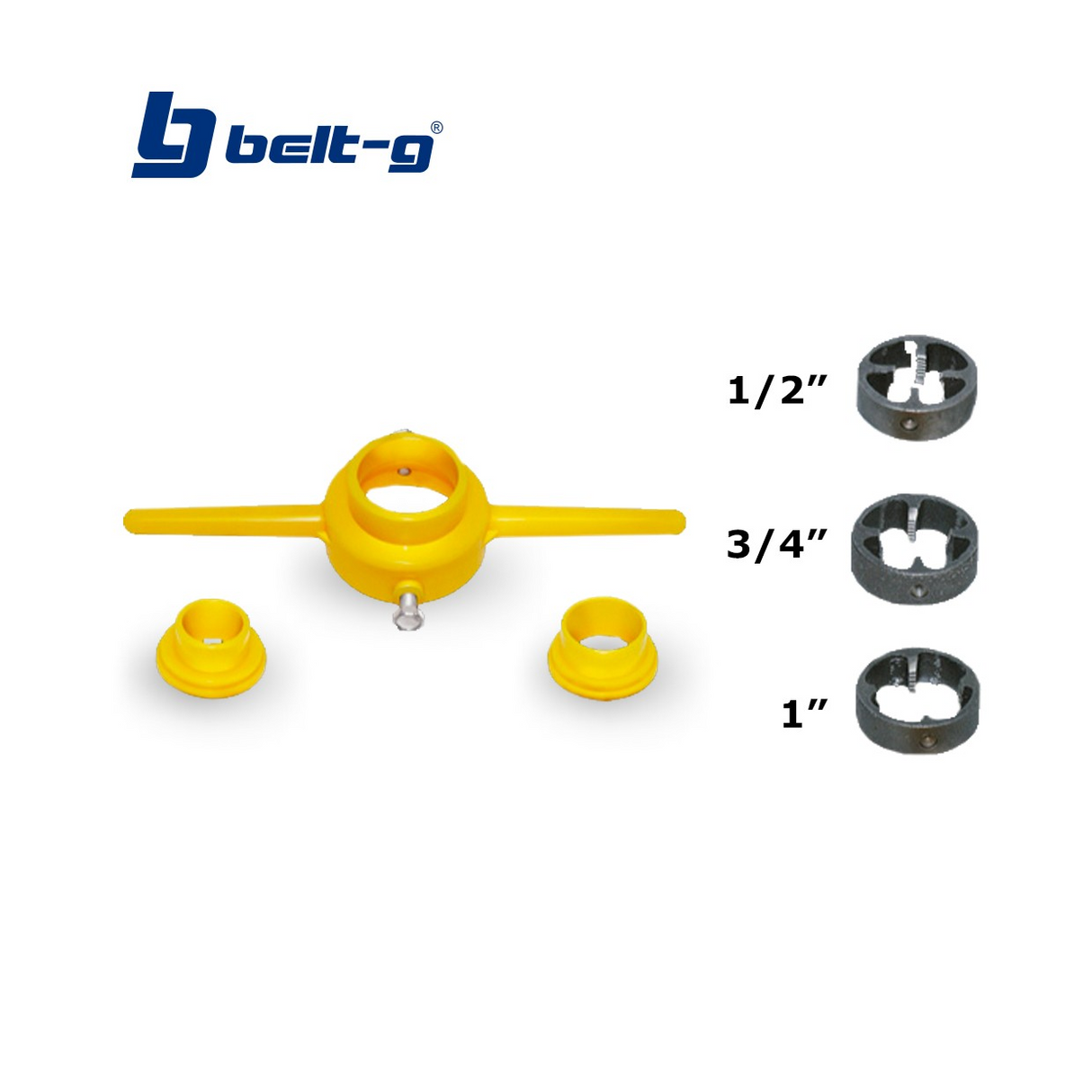TARRAJA P/ TUBERIA PVC INCLUYE DADOS 1/2, 3/4 Y 1'' BELT-G