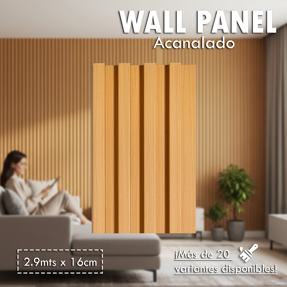 Wall Panel Acanalado Pvc 16cm X 2.9m Wpc - GASKA