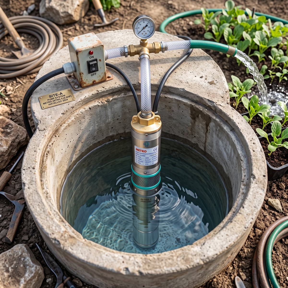 Bomba De Agua Sumergible 1/2hp 220v Pozo Profundo Metrox