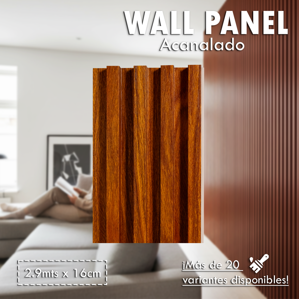 Wall Panel Acanalado Pvc 16cm X 2.9m Wpc - GASKA