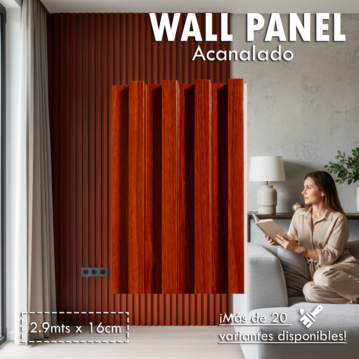 Wall Panel Acanalado Pvc 16cm X 2.9m Wpc - GASKA