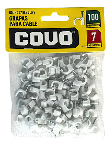 Grapas P/cables C/clavos Blanco 7mm Covo