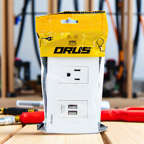 Toma Con Doble Puerto Usb Blanco 15amp Orus