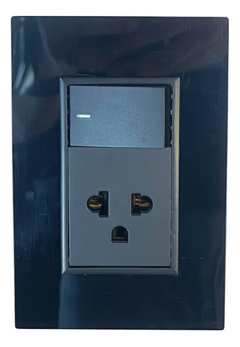 Interruptor 1 Way 10a + Toma Acrilico Negro 16a 110 Run
