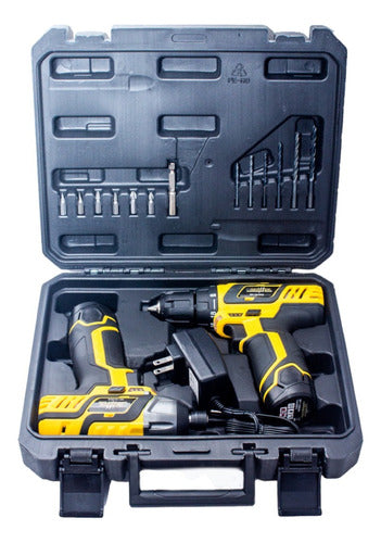 KIT TALADRO/DESTORNILLADOR INALAMBRICO 12V RAPTOR