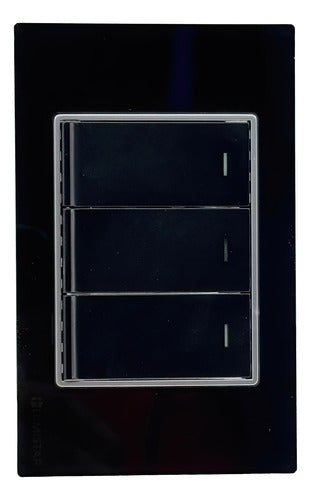 Interruptor Triple 3 Way Lumistar Linea Elite Negro