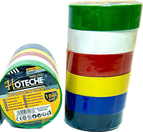 JUEGO DE CINTA TEIPE AISLANTE DE COLOR 6 PCS HOTECHE - GASKA