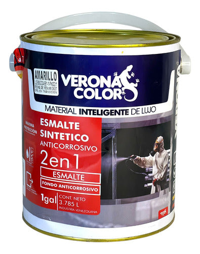 Esmalte 2 En 1 Anticorrosivo Galon Amarillo Verona