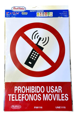 Aviso Señal Prohibido Usar Telefonos Letrero