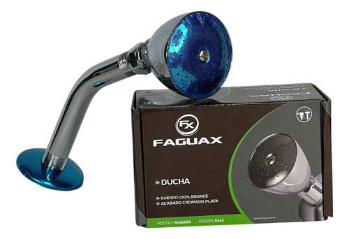 REGADERA CUERPO BRONCE ACABADO CROMADO NIAGARA FAGUAX