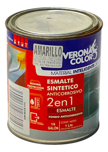 Esmalte 2 En 1 Anticorrosivo Amarillo 1/4g Verona