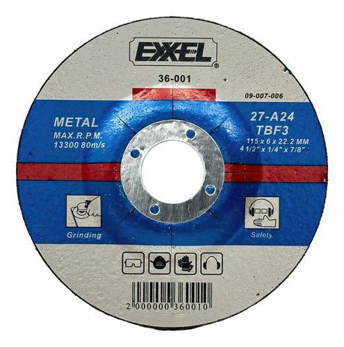 Disco De Esmerilar 4"1/2 115x6.0x22.2mm Exxel - GASKA