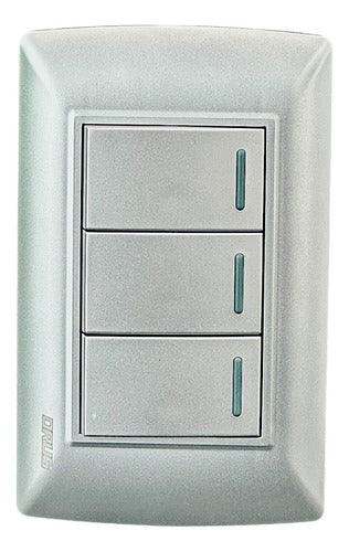 Interruptor Triple Gris 10amp Orus