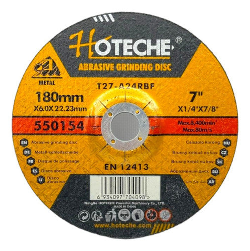 Disco De Desbaste Hoteche 7`` 180mmx6.0x22.23mm