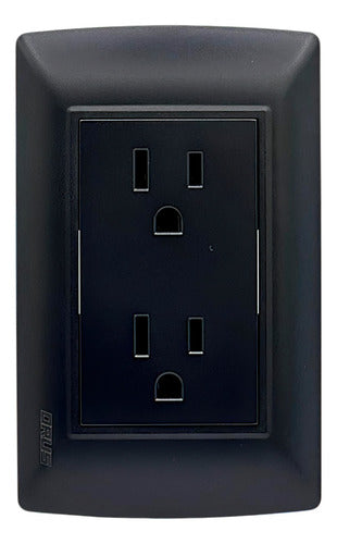 Toma Doble C/tierra Negro Mate 15amp Orus