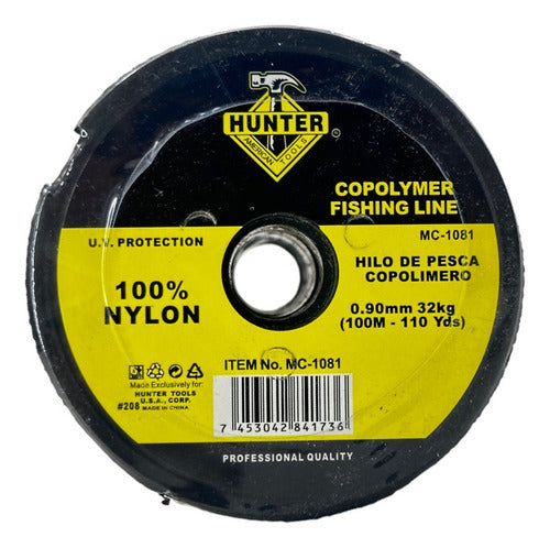 Nylon De Pesca 0.90mmx100m 32kg Transparente Hunter