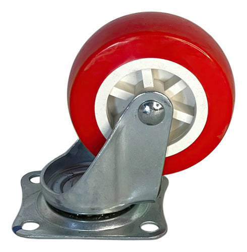 Rueda Giratoria 3" Roja Poliuretano Sin Freno Vert