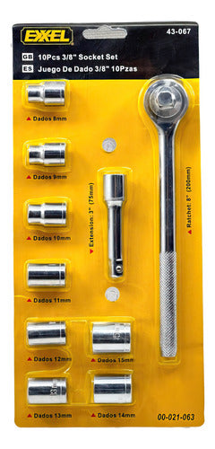 JUEGO RACHET 3/8'' EXXEL