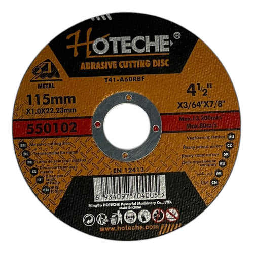 DISCO DE CORTE FINO 4 1/2'' 115X 1.0 X 22.23MM HOTECHE