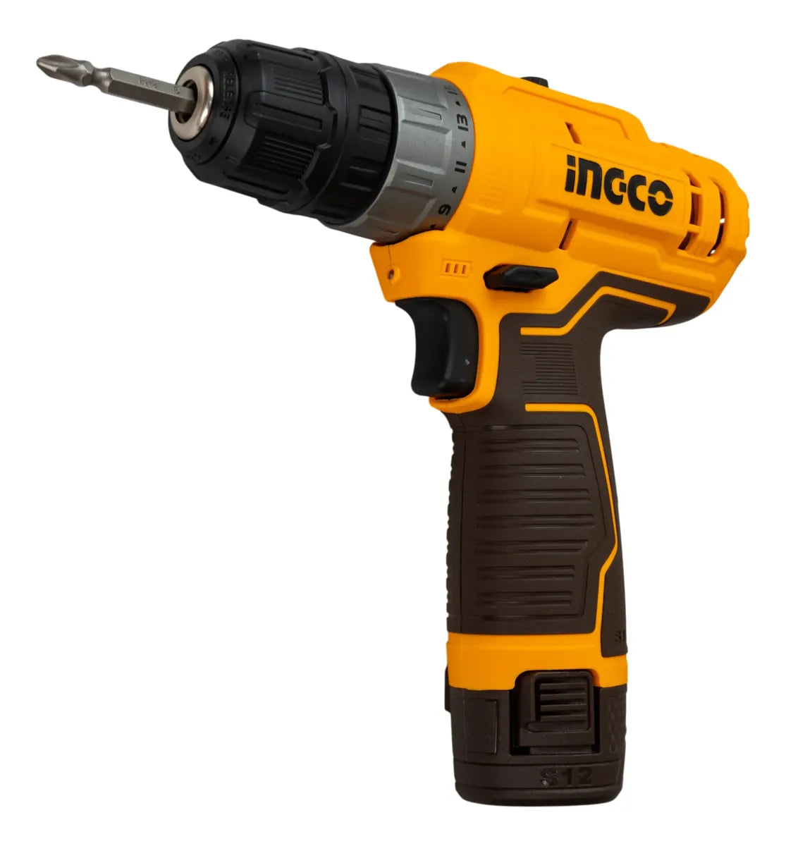 Set Taladro Inalámbrico Con Mecha Y 2 Baterías 12v Ingco