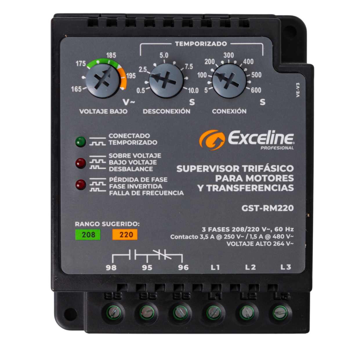 Supervisor De Voltaje Trifásico 220v Exceline - GASKA