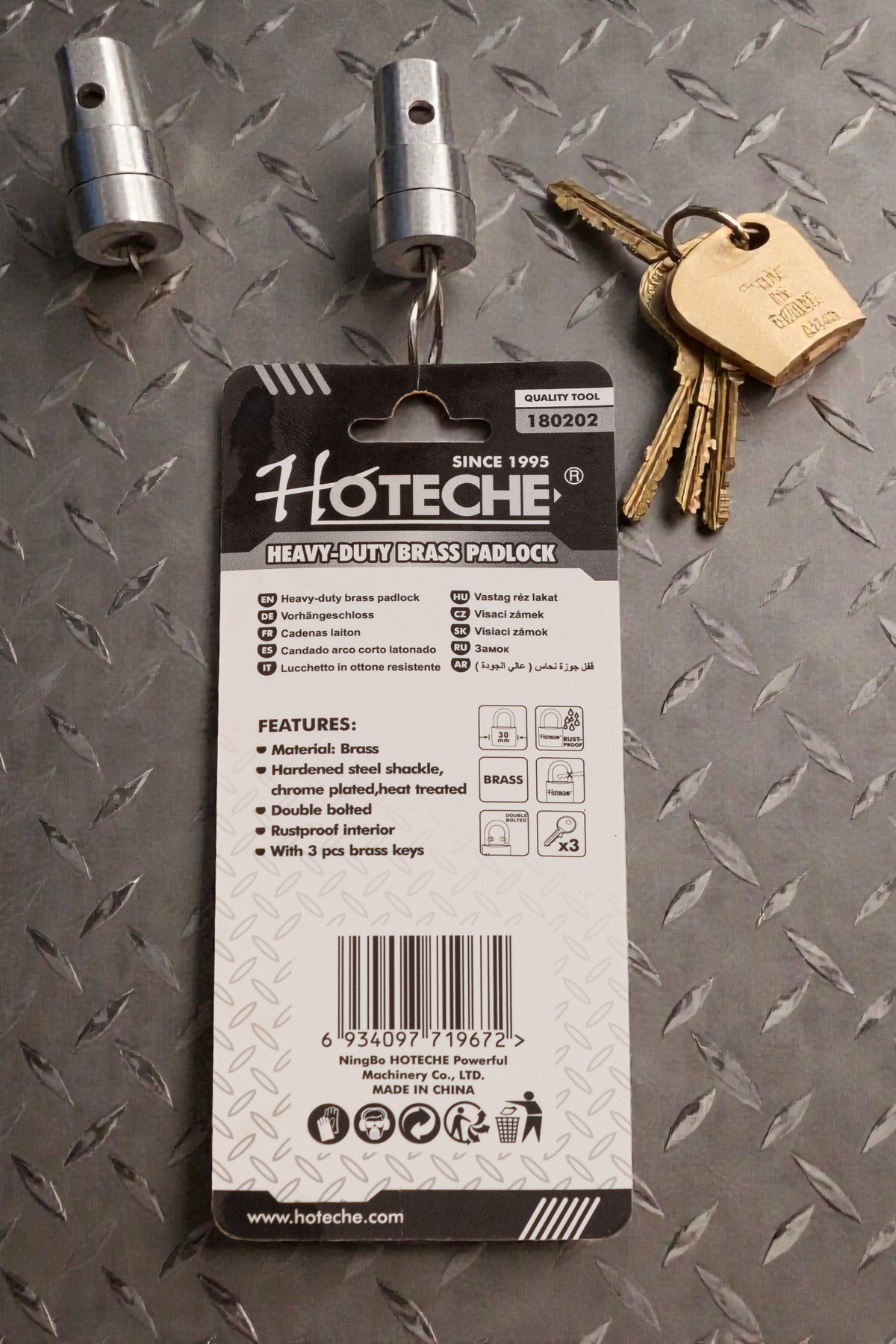 Candado De Bronce 30mm 3 Piezas Tradicional Hoteche - GASKA