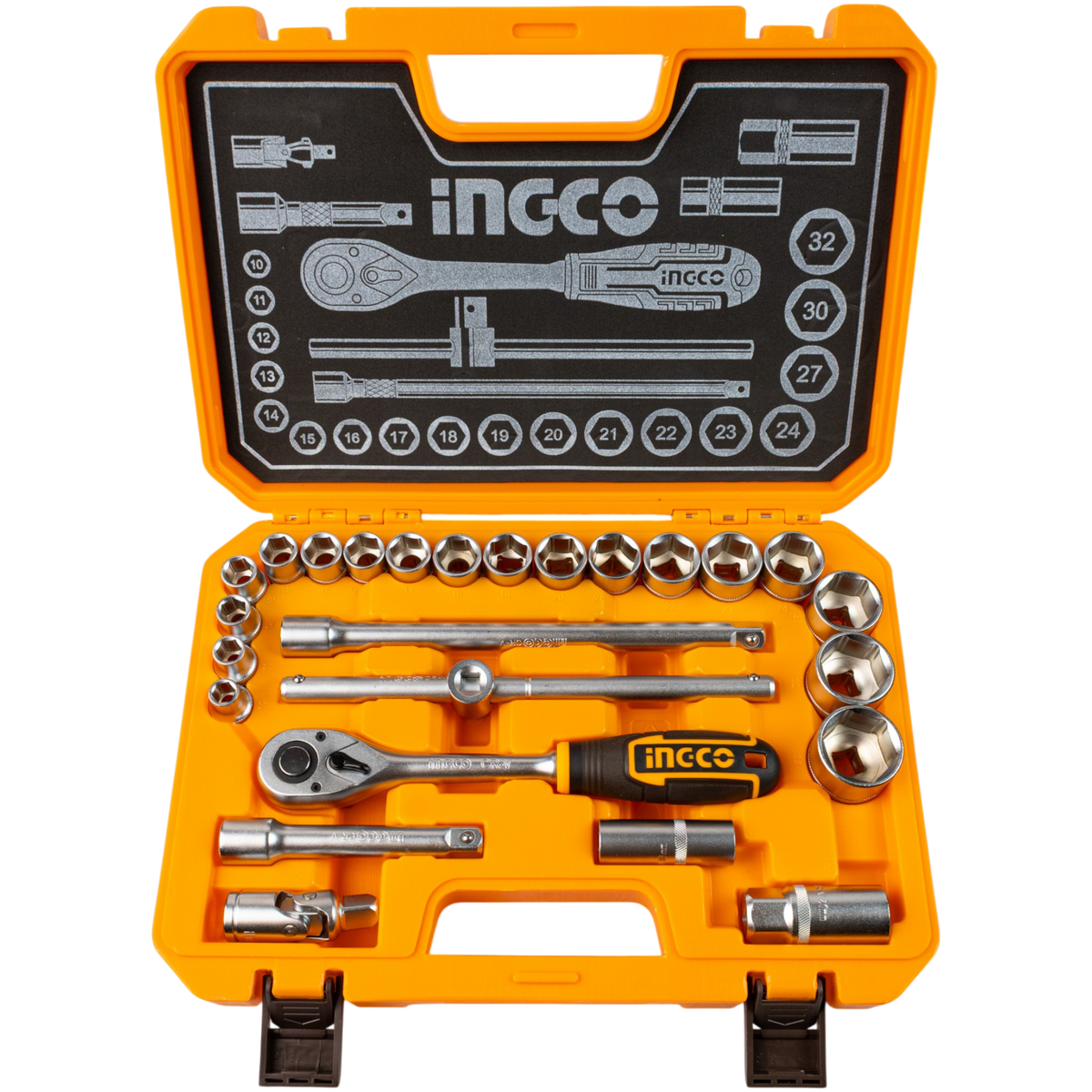 Juego Set Rachet 1/2 Dados Milimétricos 25pzs Ingco