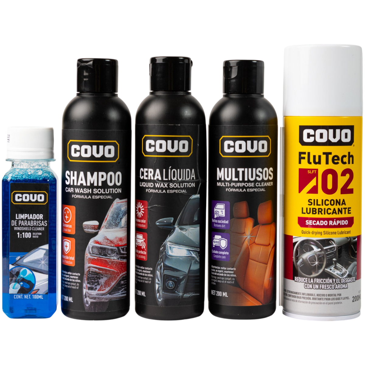 Kit De Limpieza Para Carro Con Cera De Pulitura Covo