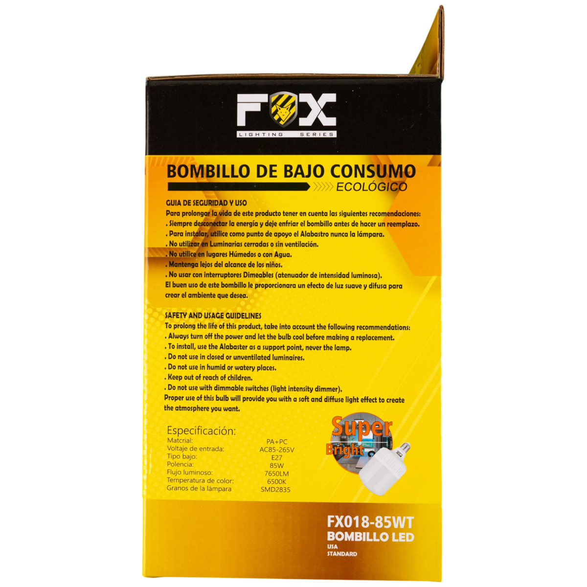 Bombillo Led 85w 7650 Lumen Luz Blanca Fox