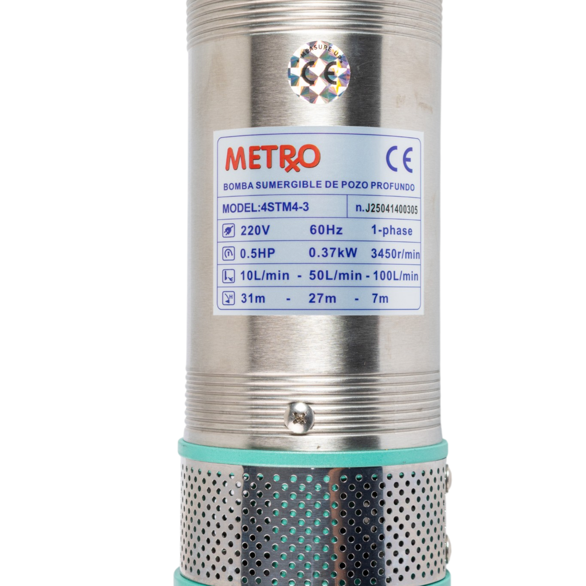 Bomba De Agua Sumergible 1/2hp 220v Pozo Profundo Metrox