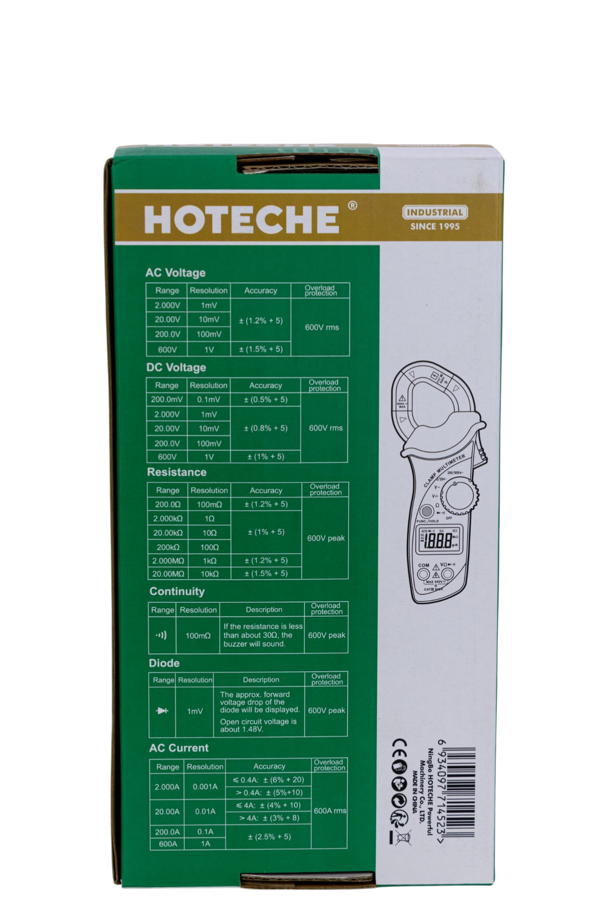 Tester Pinza Amperimétrica Capacitancia Hoteche