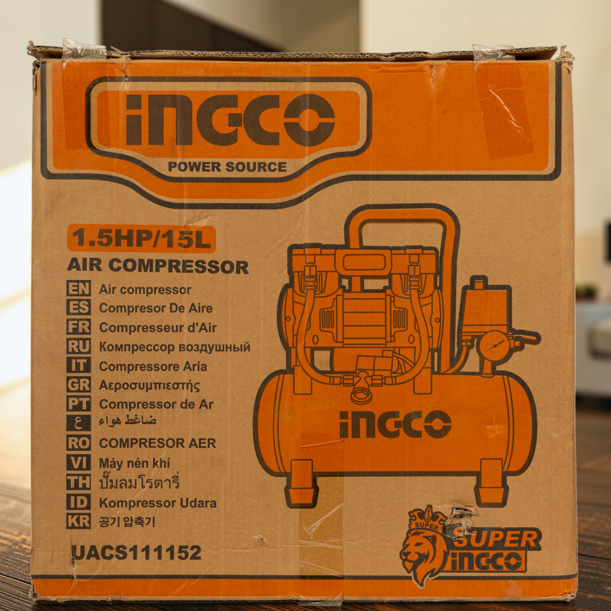 Compresor De Aire 15 Litros 1.5hp Sin Aceite Ingco