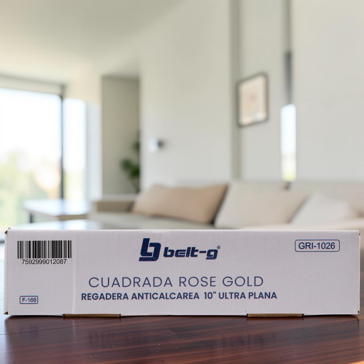 Regadera Cuadrada Anticalcárea 10 Ultra Plana Dorada Belt-g