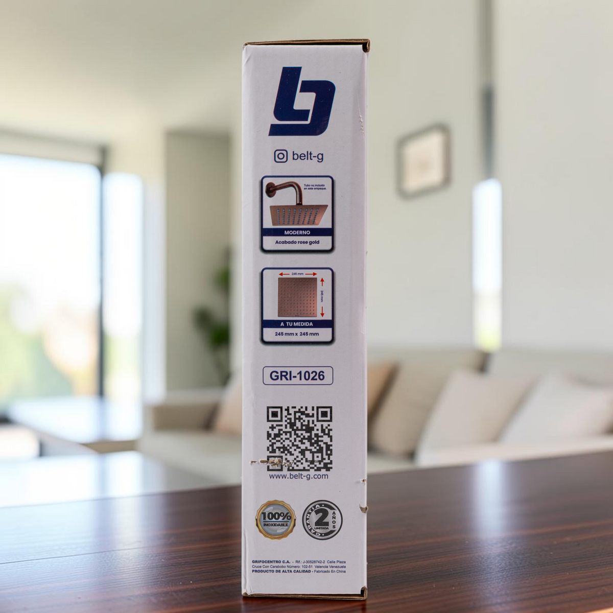 Regadera Cuadrada Anticalcárea 10 Ultra Plana Dorada Belt-g