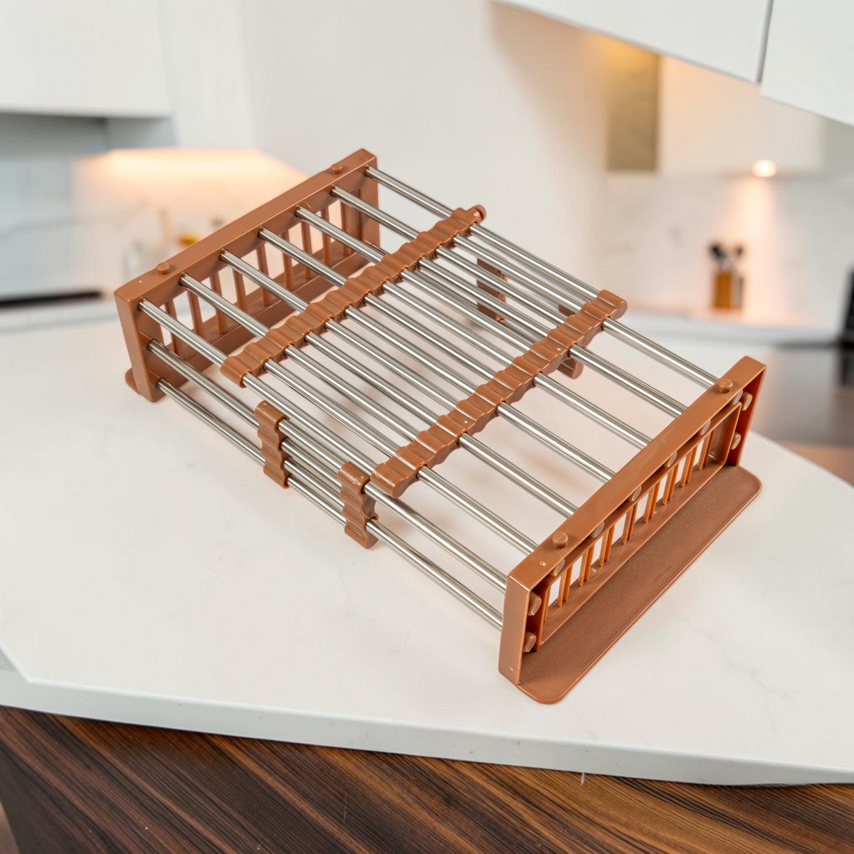 Escurridor Extensible Topo Acero Inoxidable Marrón Belt-g