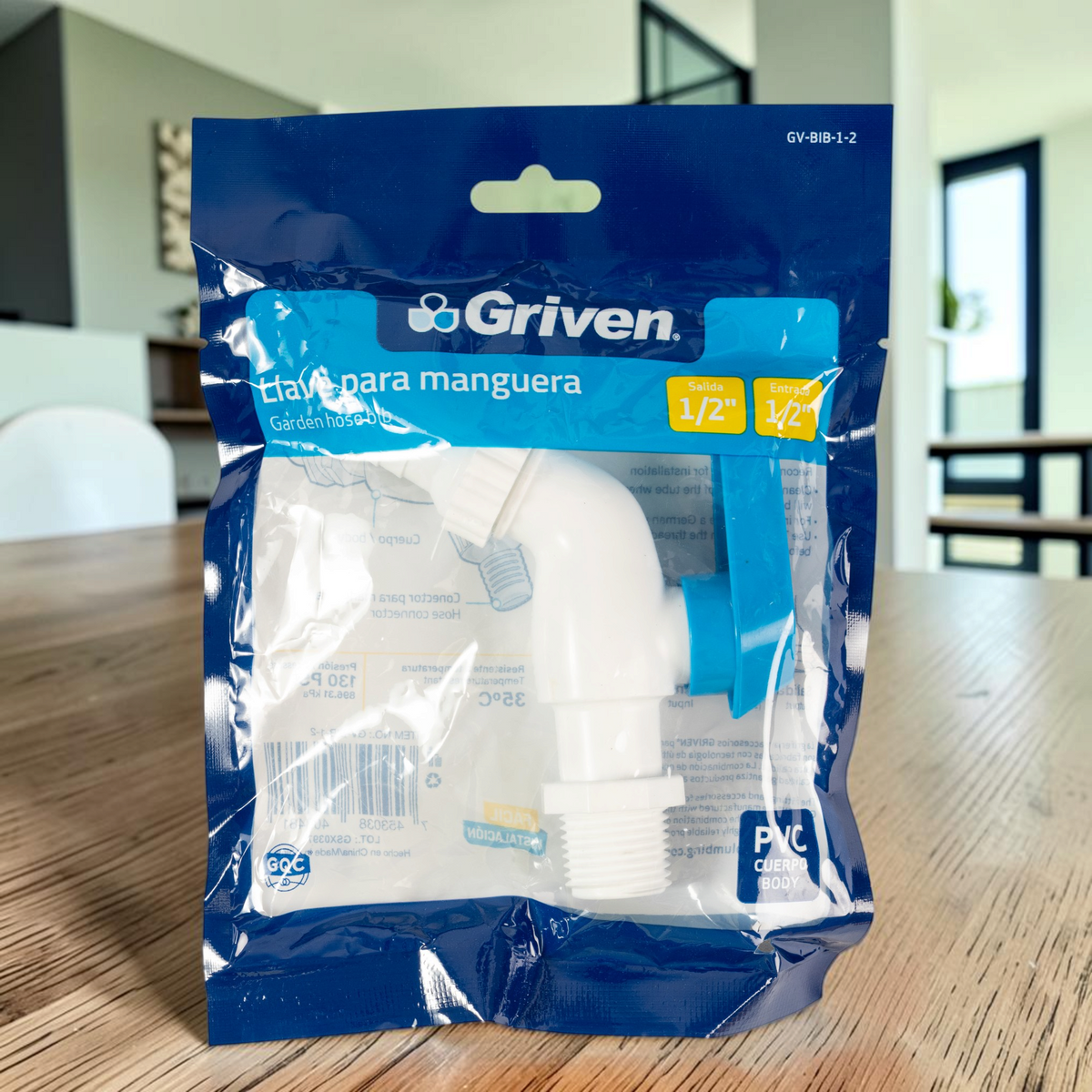 Llave Chorro Para Jardín Plástico 1/2 Blanco Griven