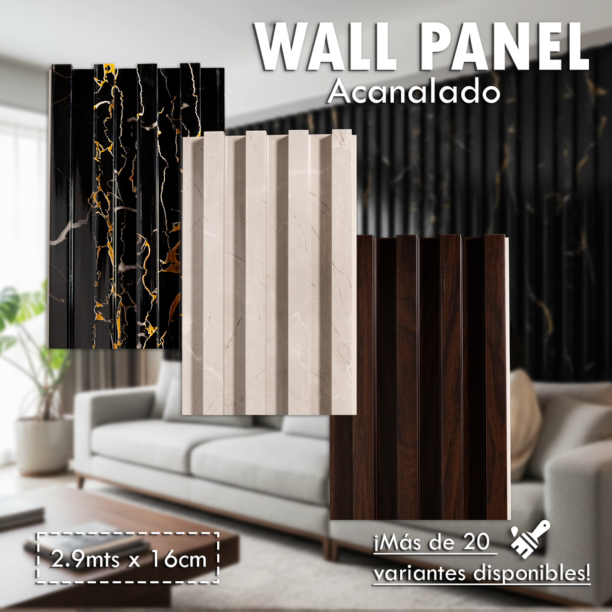 Wall Panel Acanalado Pvc 16cm X 2.9m Wpc - GASKA