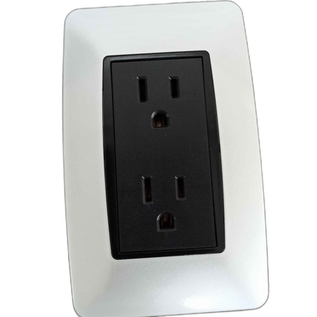 Toma Doble Moderna Plata 15AMP Lumistar