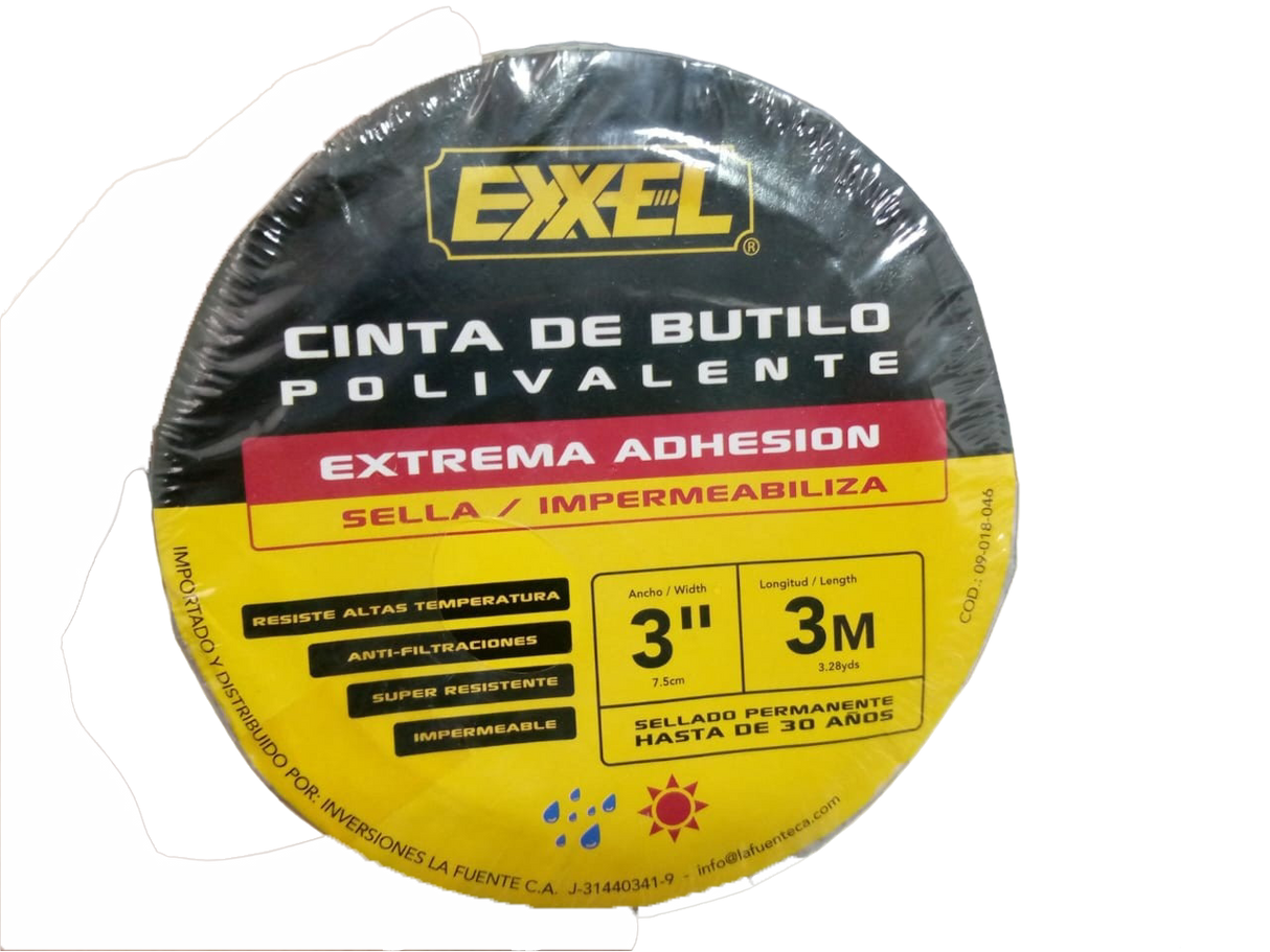 CINTA IMPERMEABLE BUTILO 3"X3M EXXEL
