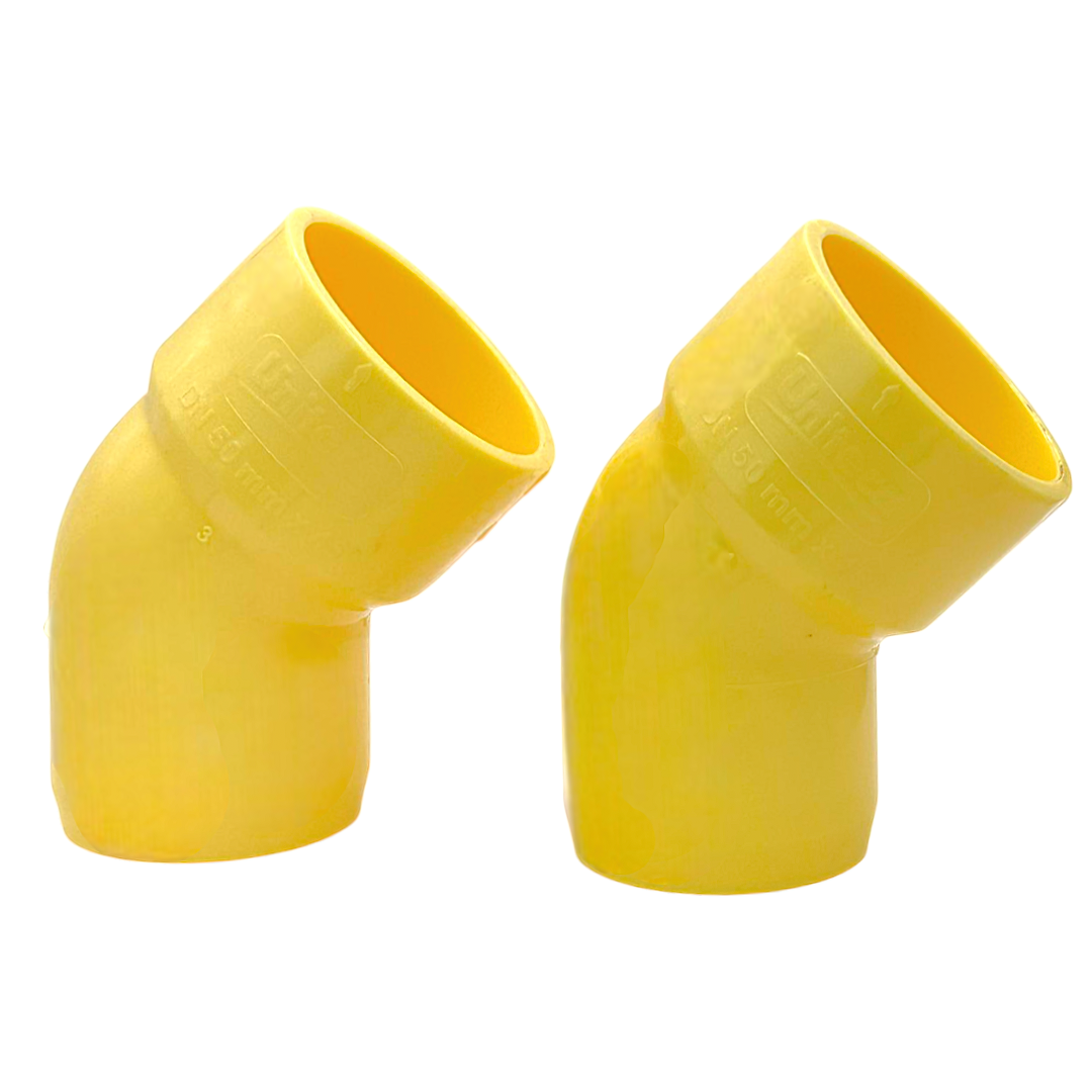 Codo Aguas Negras Amarillo Uniteca 110mm X 45 Grados
