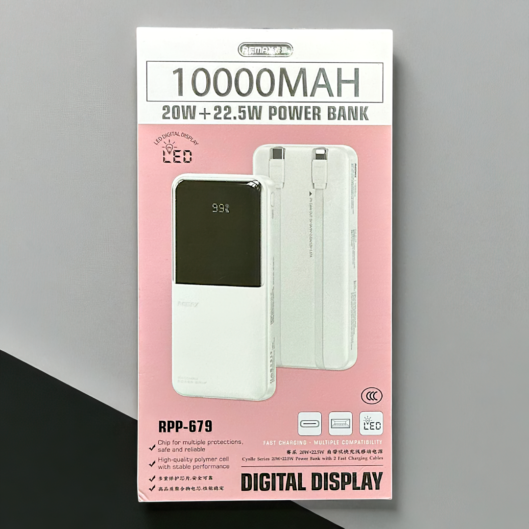 Power Bank Cargador Portatil 10000mah 2 Cables C-l Remax