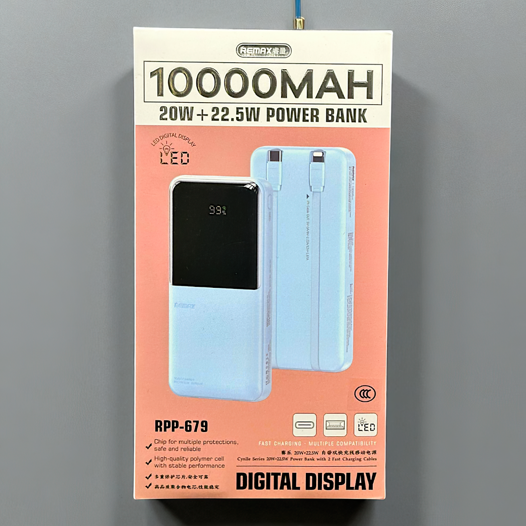 Power Bank Cargador Portatil 10000mah 2 Cables C-l Remax