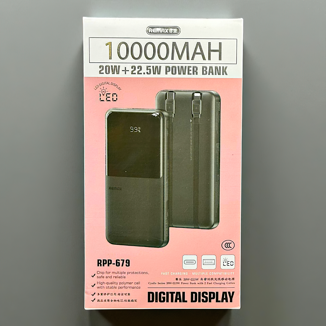 Power Bank Cargador Portatil 10000mah 2 Cables C-l Remax