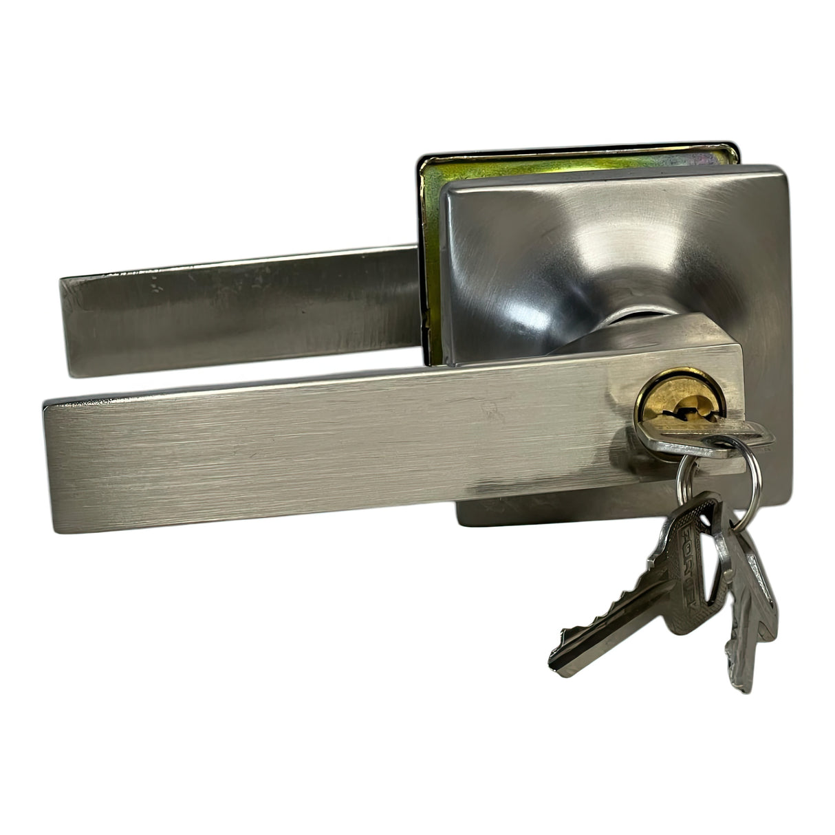 CERRADURA DE MANILLA RECTANGULAR DORMITORIO NIQUEL MATE FORTEK