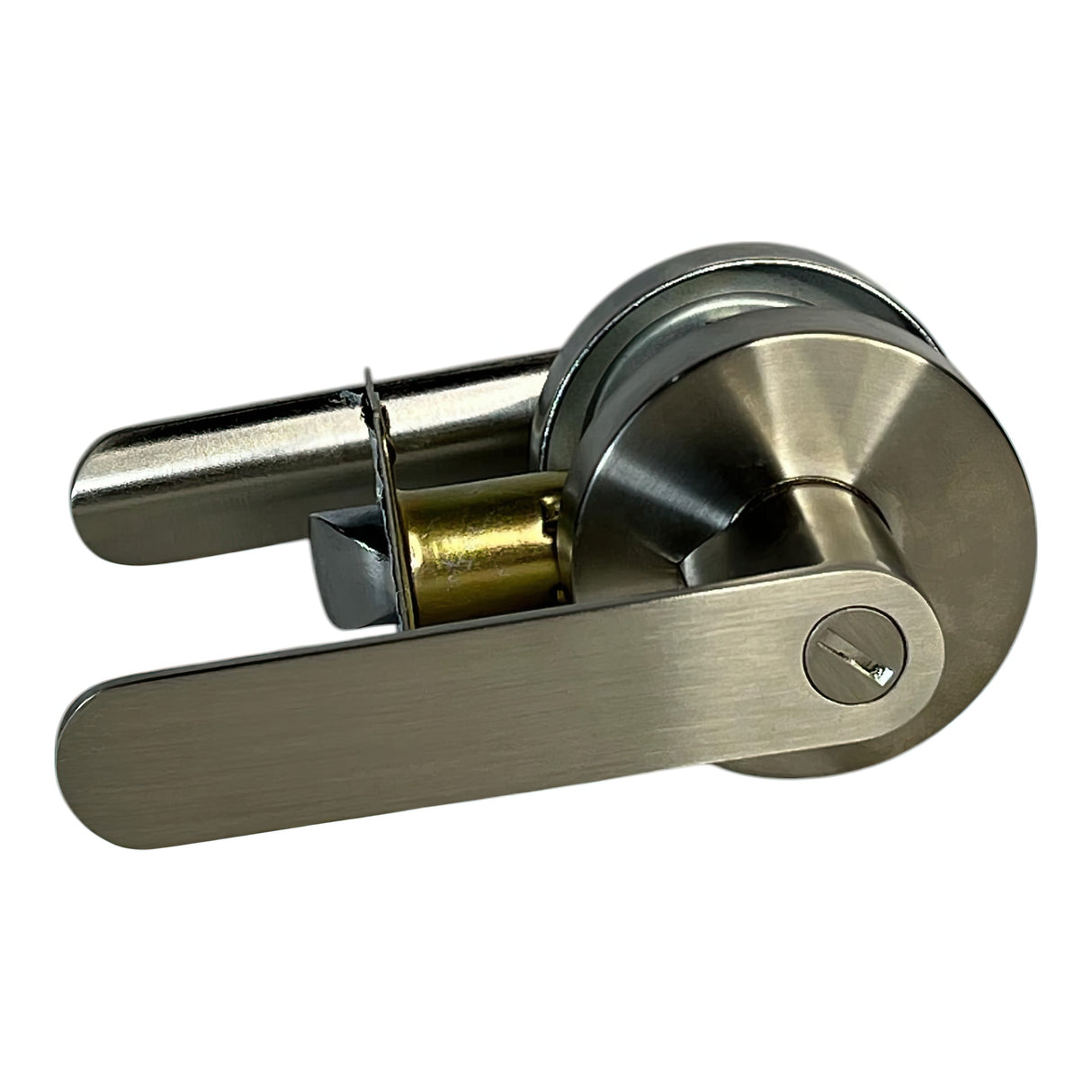 CERRADURA DE MANILLA OVALADA BAÑO NIQUEL MATE FORTEK