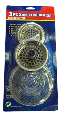 Juego De Cesta Y Colador Para Fregadero 3PZS Stainless Steel