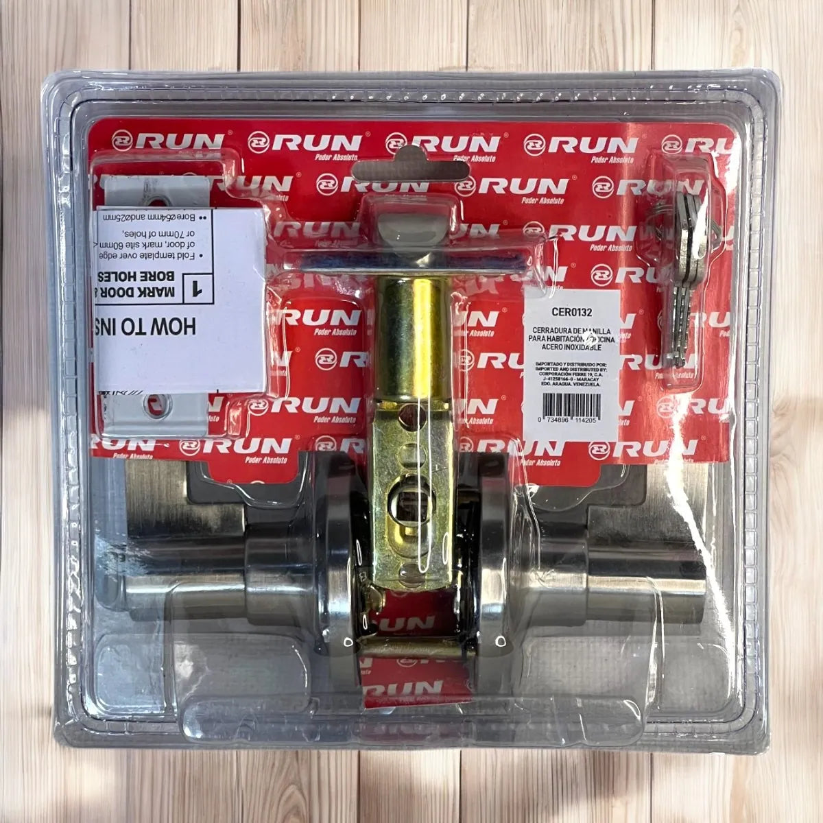 CERRADURA DE MANILLA DORMITORIO A/INOXIDABLE RUN