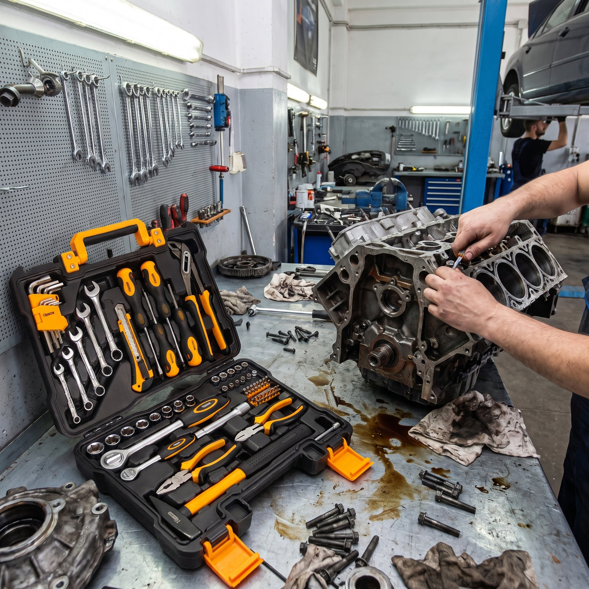 Kit Herramientas Con Ratchet 1/2 Y 1/4 79 Piezas Hoteche