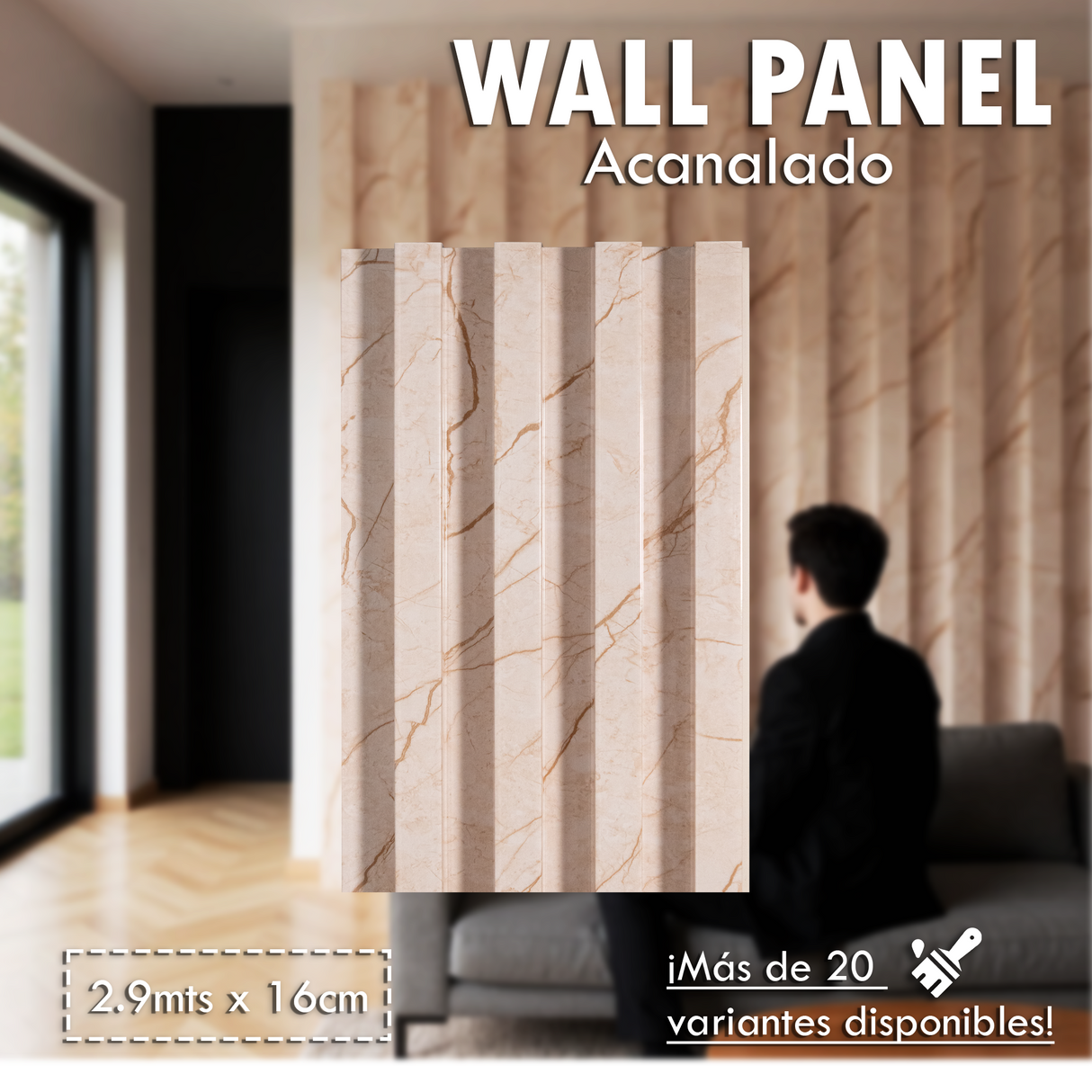 Wall Panel Acanalado Pvc 16cm X 2.9m Wpc